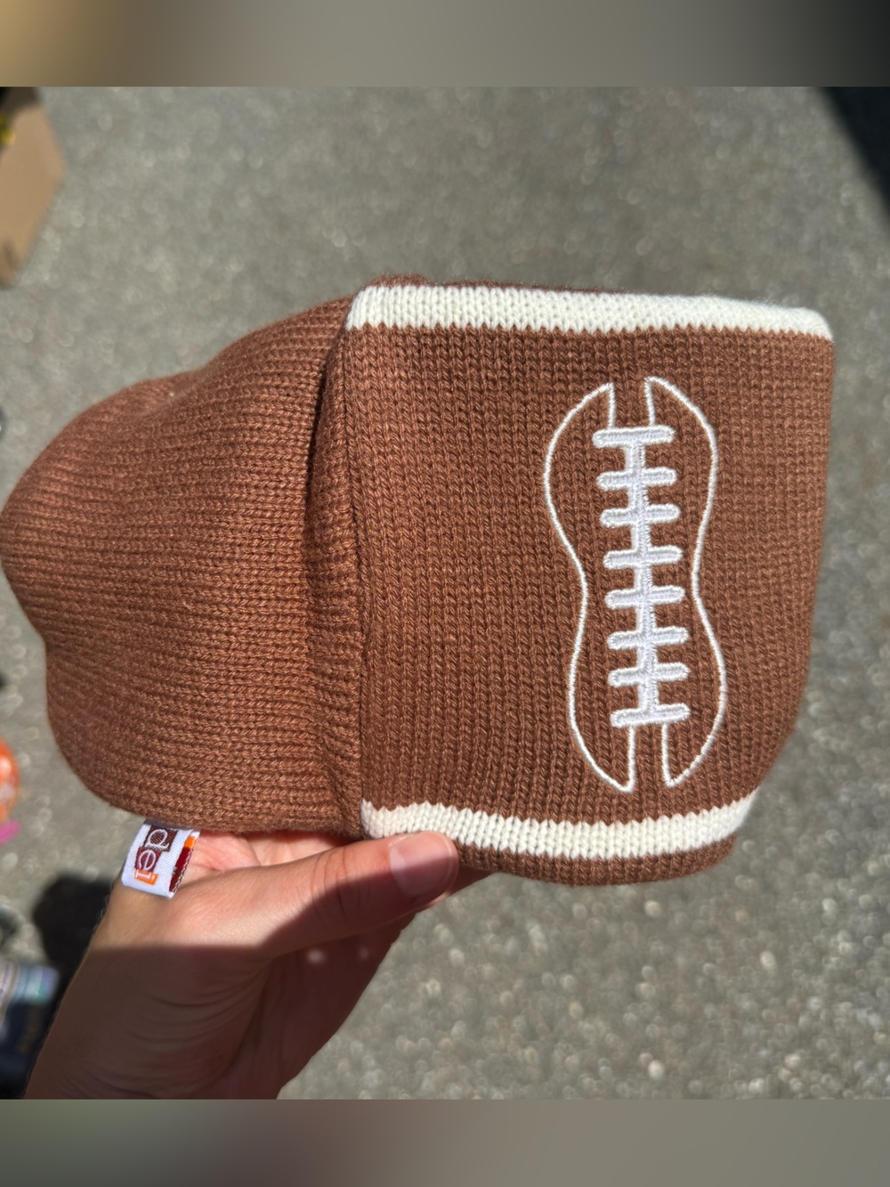Football Knit Koozie with Hand Warmer